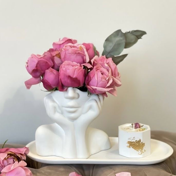 Vaso de cerâmica criativo, rosto, pescoço, mulher - Flores - Minimalist House LTDA