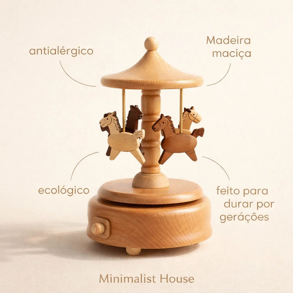 Caixinha de Música - Madeira Vintage Carrossel