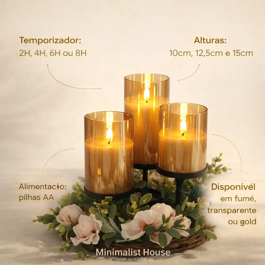 Luminária 3 peças - Candle Light