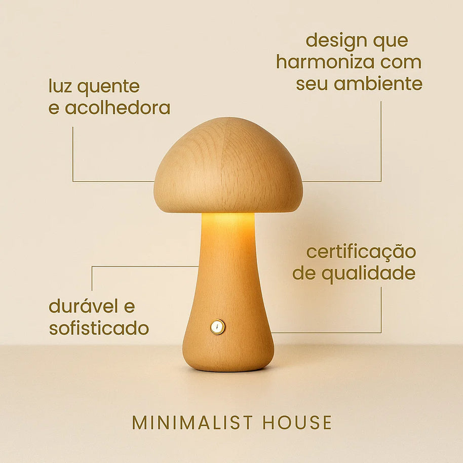 Luminaria Cogumelo Madeira