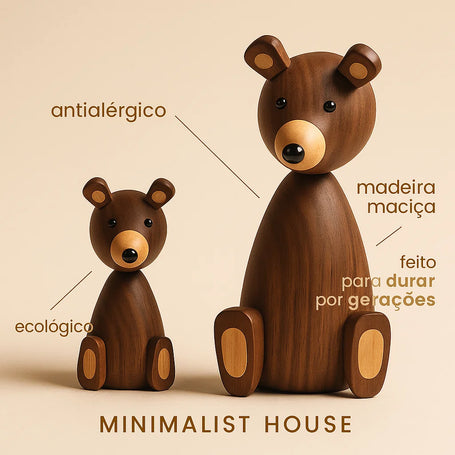 Escultura de madeira Maciça - Ursinho