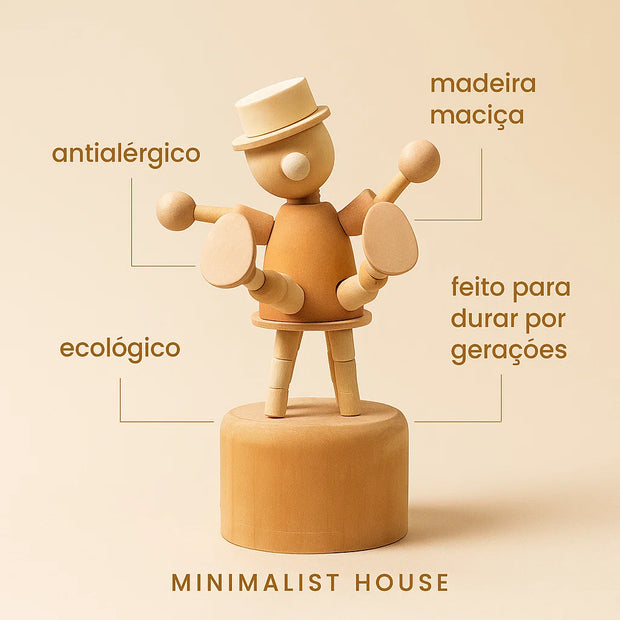 Mini réplica de fantoche em madeira - CARTOON