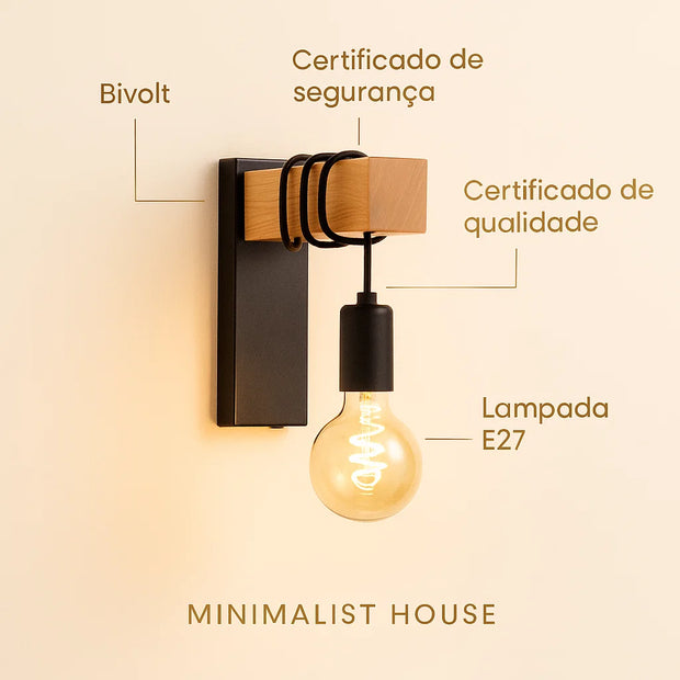 Arandela Retrô wood