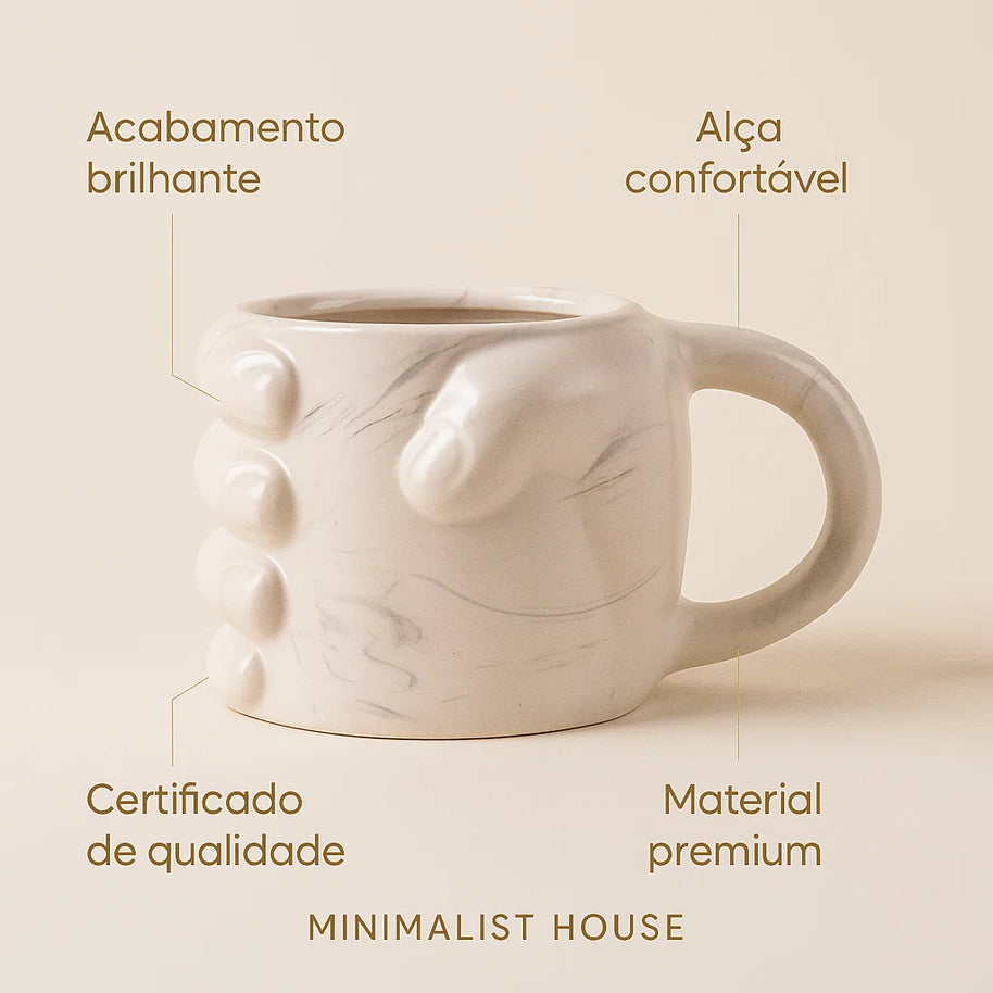 Xícara de cerâmica divertida - caneco na mão