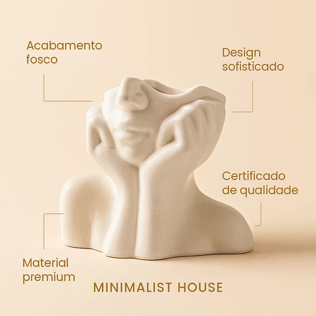 Vaso de cerâmica criativo, rosto, pescoço, mulher - Flores