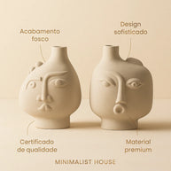 Vaso de cerâmica decoração de arte abstrata - Faces