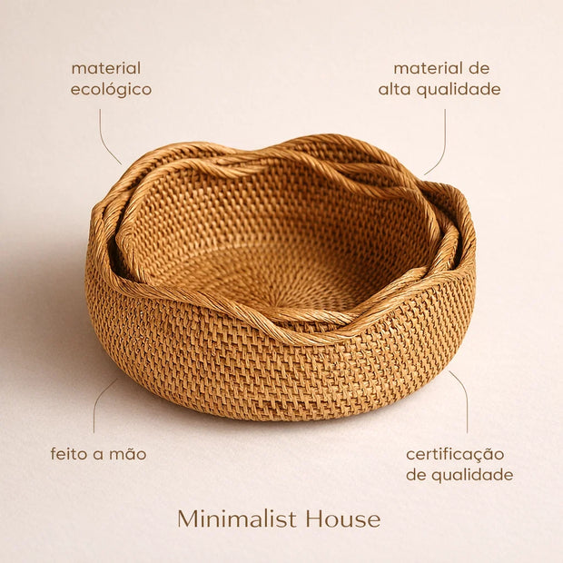 Cesto de rattan trançado - Mykonos