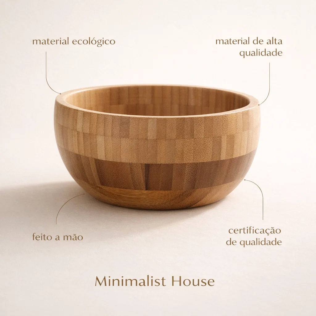 Saladeira bowl de bambu natural