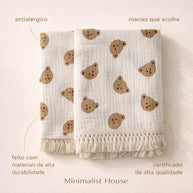 Cobertor de musselina para bebê recém-nascido - Urso