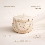 Cesto organizador com tampa - Bolinhas