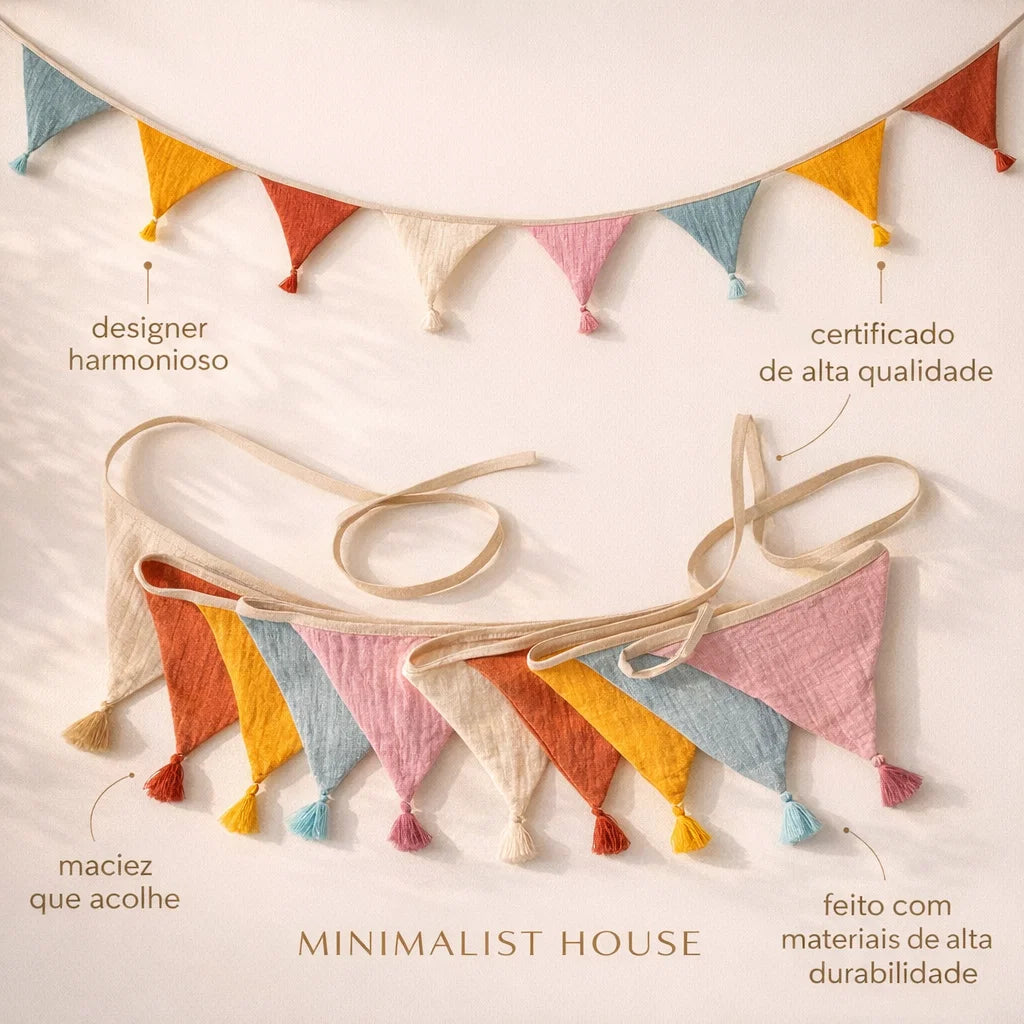 Bandeirola Decorativa Infantil em Tecido – 2,6 m