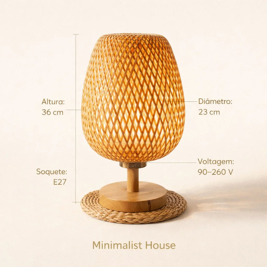 Bamboo Lamp - Abajur Tecelagem De Bambu Lâmpada Criativa