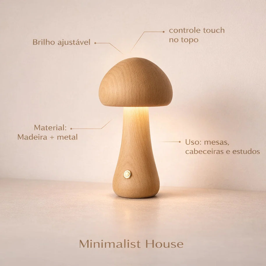 Luminaria Cogumelo Madeira