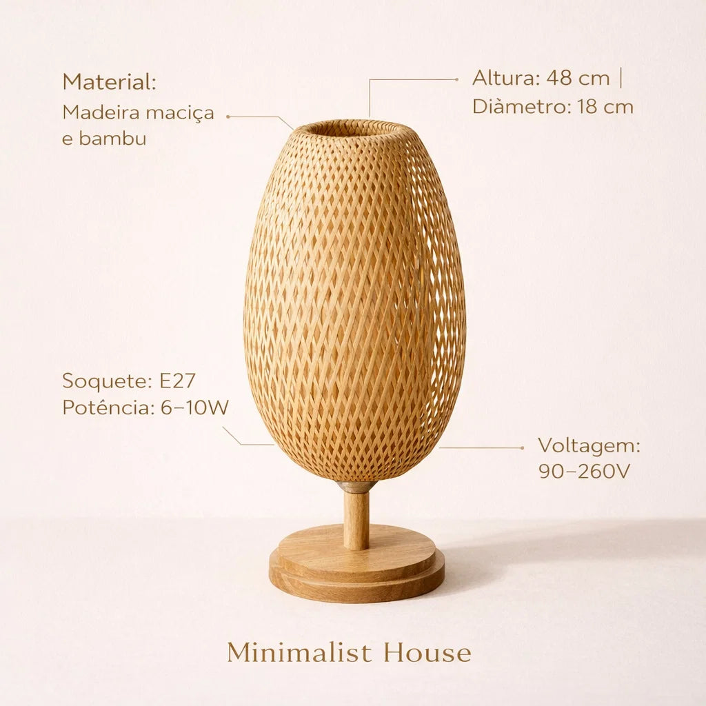 Bamboo Lamp - Abajur Tecelagem De Bambu Lâmpada Criativa