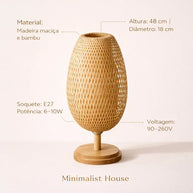 Bamboo Lamp - Abajur Tecelagem De Bambu Lâmpada Criativa