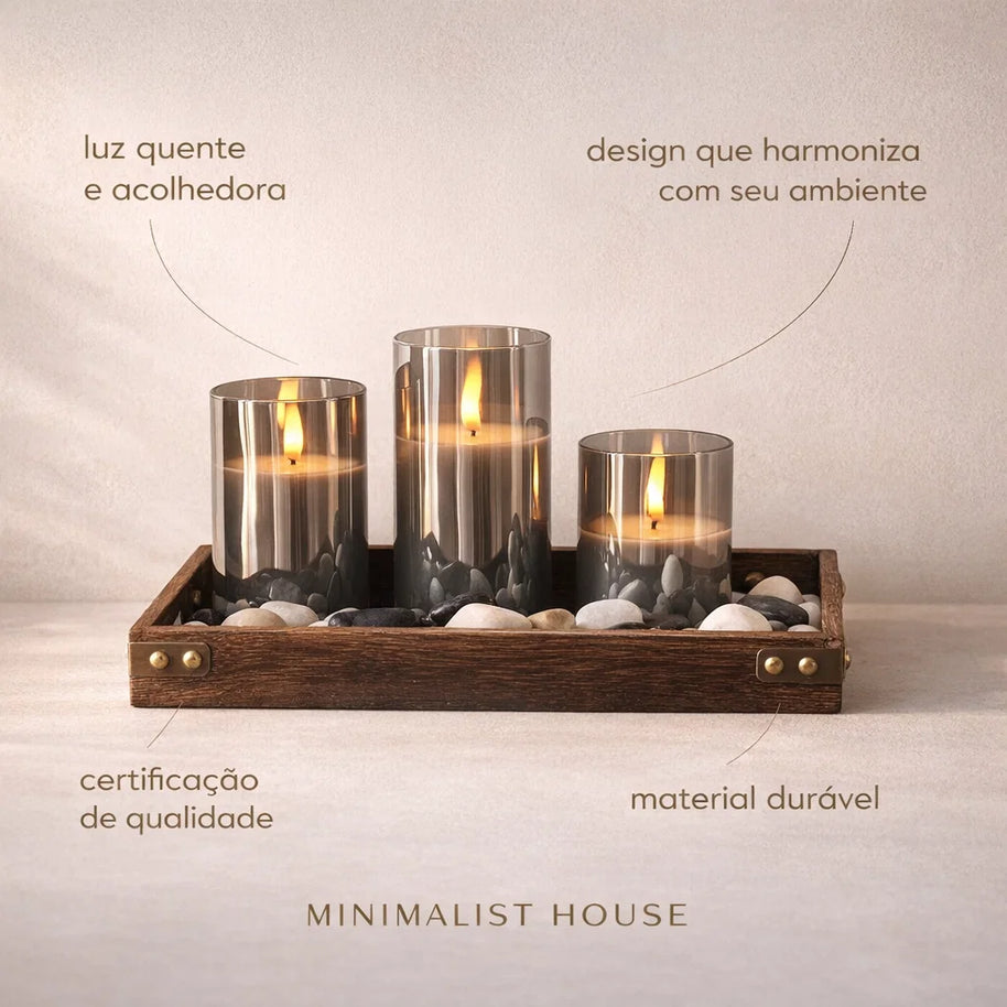 Luminária 3 peças - Candle Light