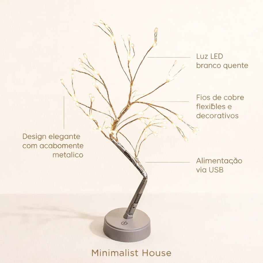 Luminária árvore, moldade em fios de cobre com iluminação - Led night light