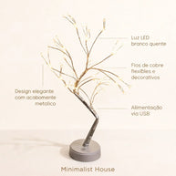 Luminária árvore, moldade em fios de cobre com iluminação - Led night light