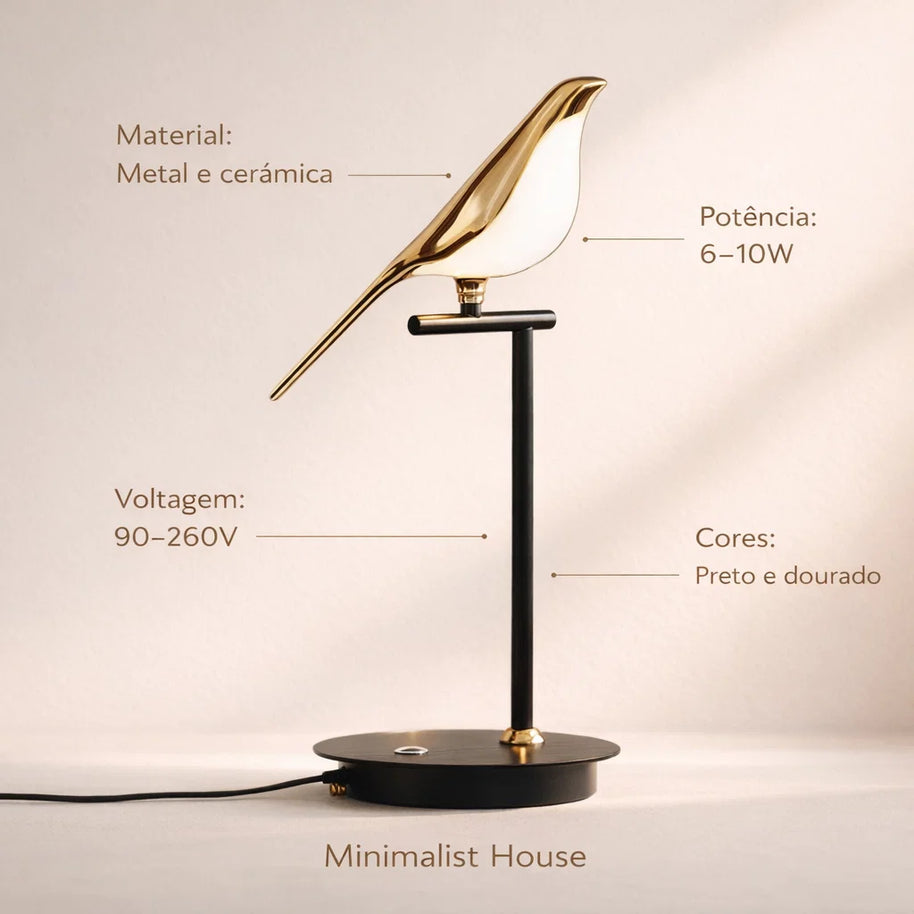 Luminária de Mesa Pássaro