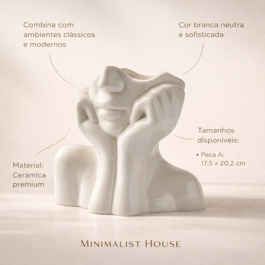 Vaso de cerâmica criativo, rosto, pescoço, mulher - Flores