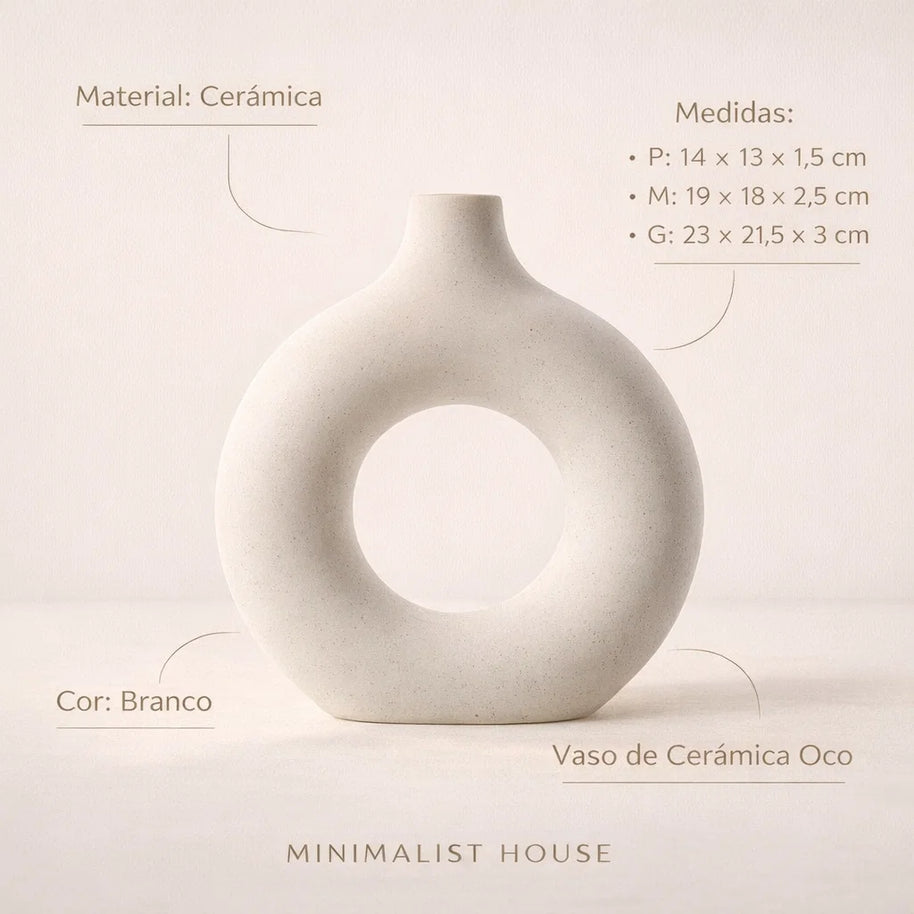 Vaso de cerâmica oco - Circle Nórdico