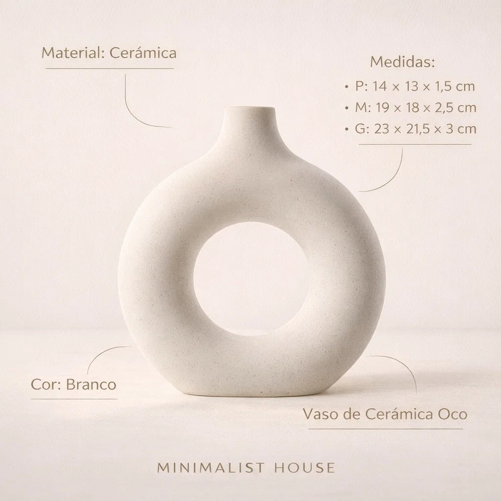Vaso de cerâmica oco - Circle Nórdico