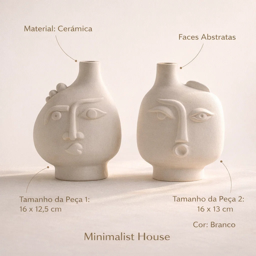 Vaso de cerâmica decoração de arte abstrata - Faces