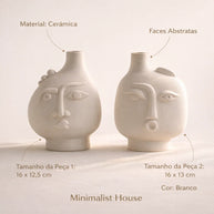 Vaso de cerâmica decoração de arte abstrata - Faces