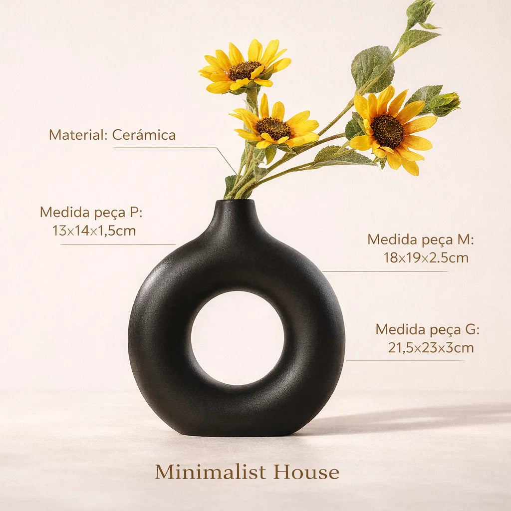 Vaso de cerâmica oco - Circle Nórdico