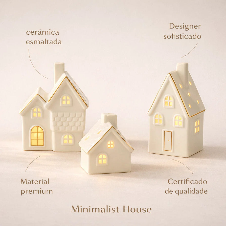 Casinhas Decorativas de Cerâmica com Luz LED - Natal