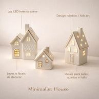 Casinhas Decorativas de Cerâmica com Luz LED - Natal