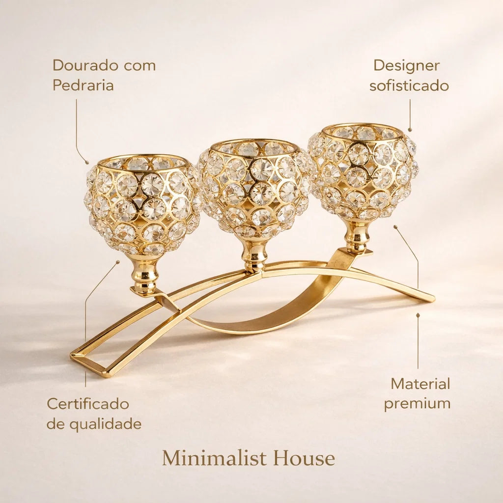 Castiçal Deluxe Dourado