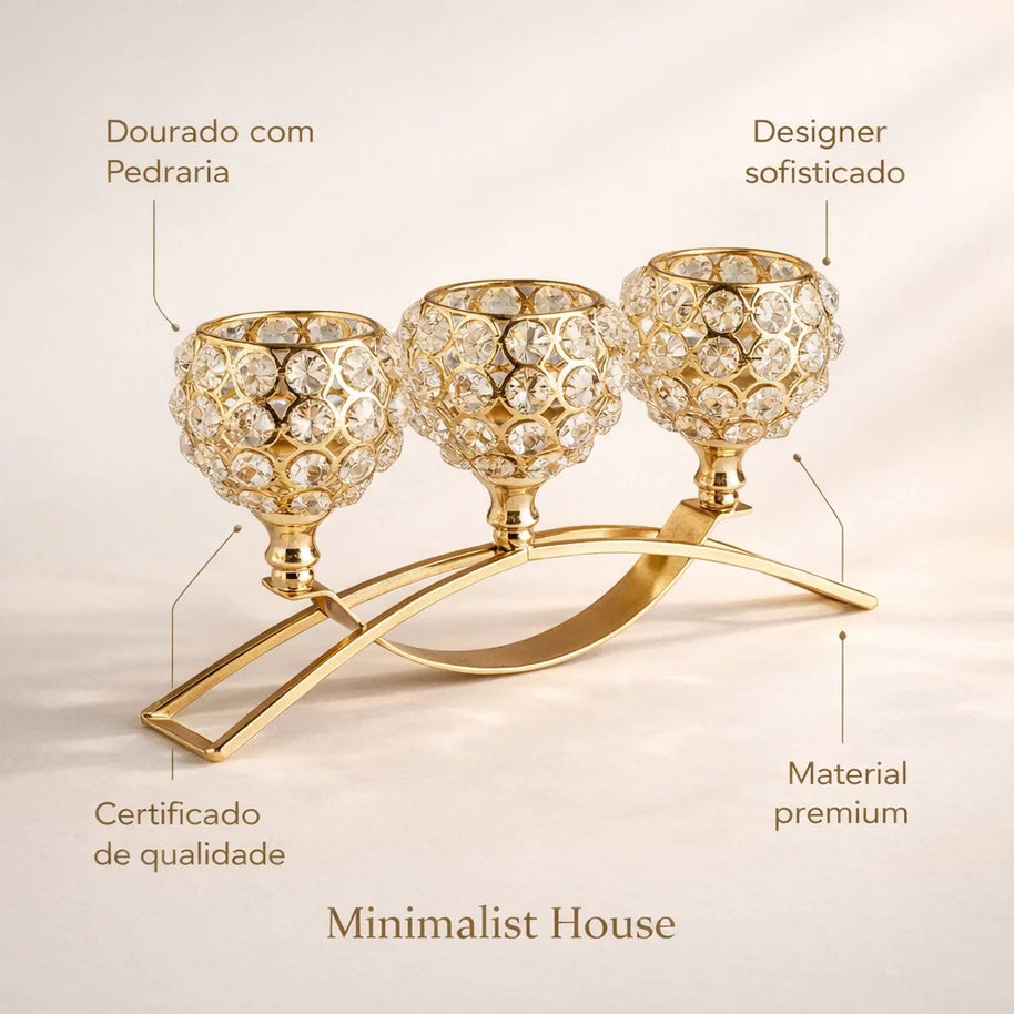 Castiçal Deluxe Dourado