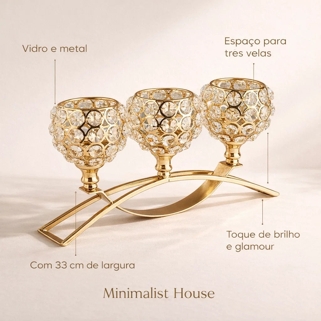 Castiçal Deluxe Dourado
