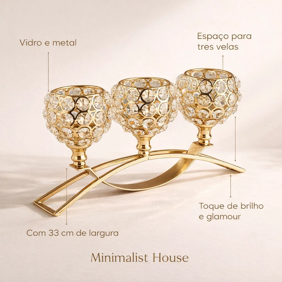 Castiçal Deluxe Dourado