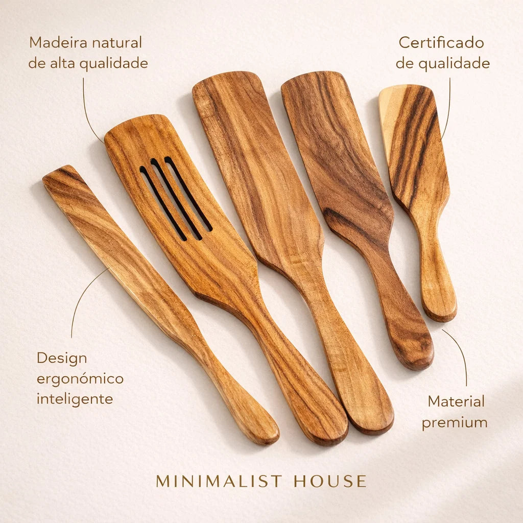 Espatulas de madeira 5pcs - Fazenda da Madeira