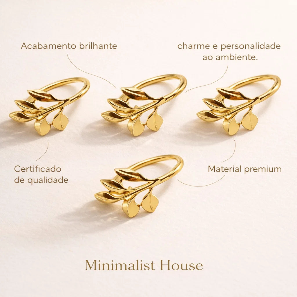 Anel para guardanapo folhas - Dourado