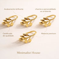 Anel para guardanapo folhas - Dourado