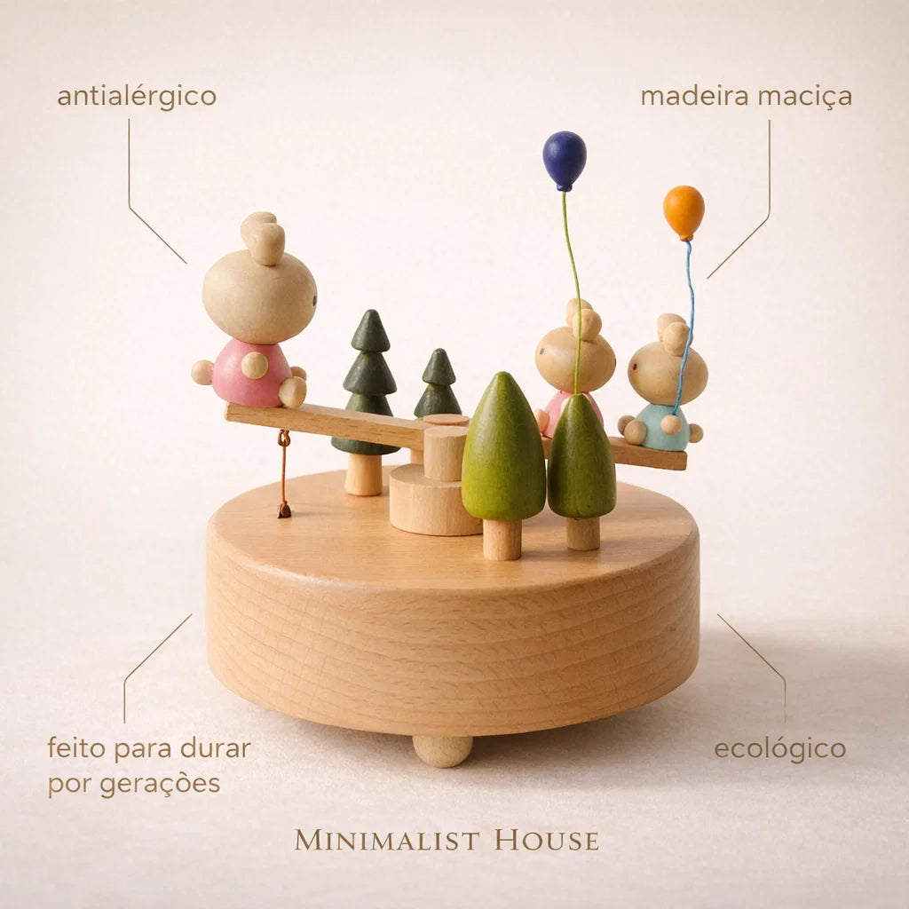 Caixinha de Música Infantil em Madeira – Parque Encantado