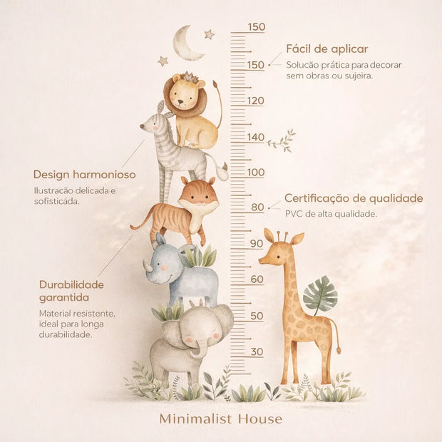 Adesivo Régua de Crescimento Infantil com Animais