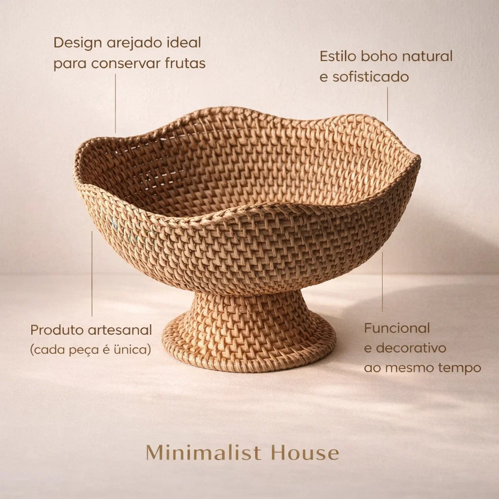 Cesto de Frutas Rattan - Boho