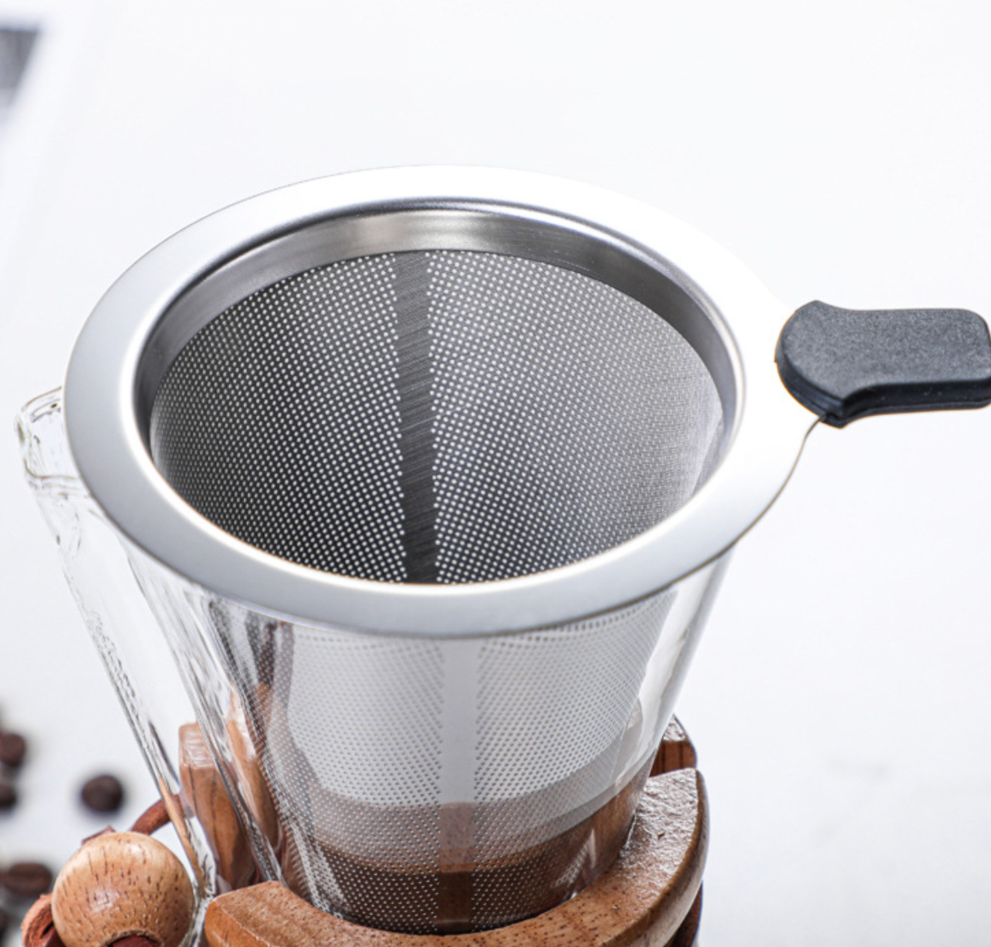 Bule Oriental de vidro de café filtro de aço inoxidável - 400/800ml - Minimalist House LTDA