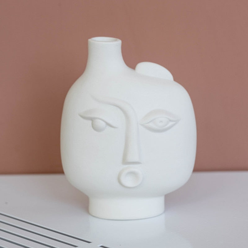 Vaso de cerâmica decoração de arte abstrata - Faces - Minimalist House LTDA