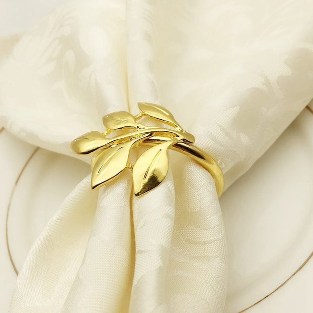 Anel para guardanapo folhas - Dourado - Minimalist House LTDA