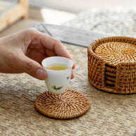 Esteira para copos / porta copos / descanso de copos de rattan - 6 peças - Minimalist House LTDA