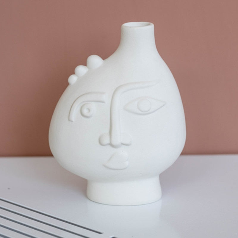 Vaso de cerâmica decoração de arte abstrata - Faces - Minimalist House LTDA