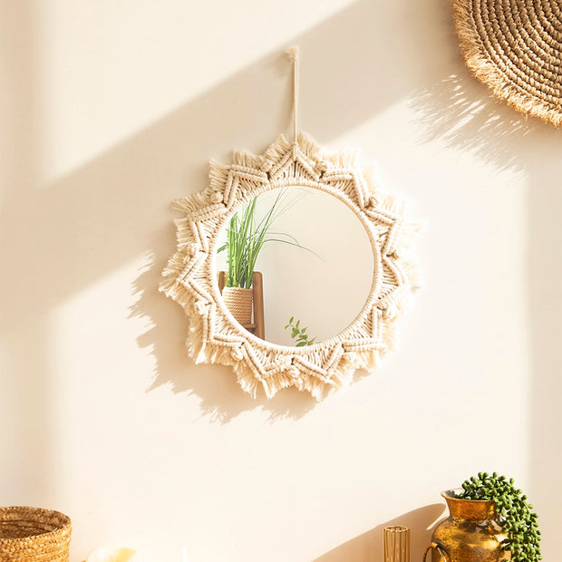 Boho Macramê espelho decorativo - Sol - Minimalist House LTDA