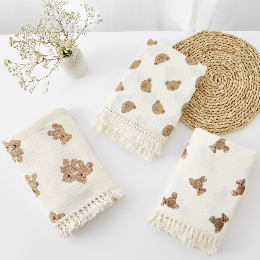 Cobertor de musselina para bebê recém-nascido - Urso - Minimalist House LTDA
