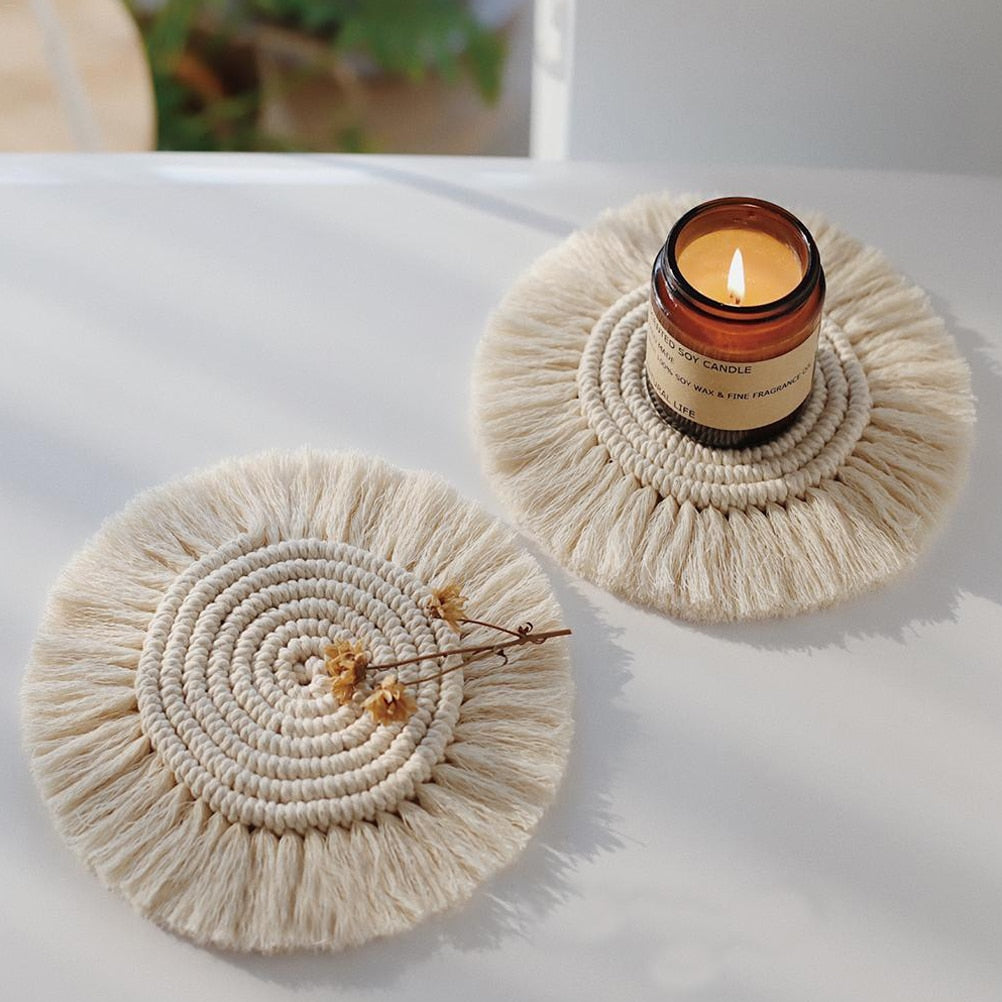Coaster artesanal macramê - ROUND - Minimalist House LTDA