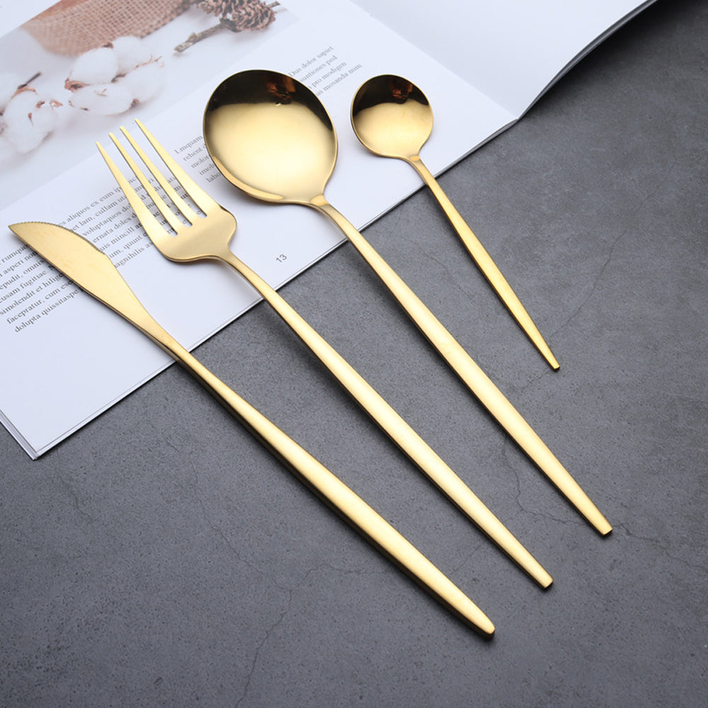 Conjunto de Talheres de Aço luxo Inoxidável 24pcs - GOLD - Minimalist House LTDA